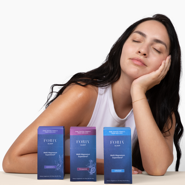 Foria Mellö Magnesium pouch set magnesium glycinate  magnesium travel stick variety pack women sleeping and getting deep sleep 
