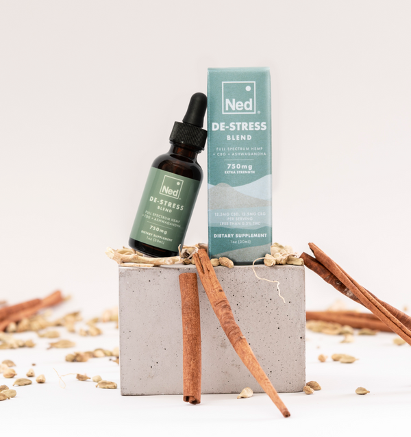 Foria De-Stress Blend lifestyle with ingredients